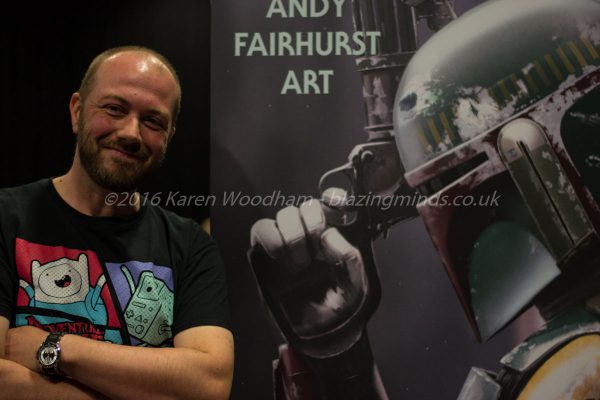 Andy Fairhurst posing for Blazing Minds at SciFi Wales 2016