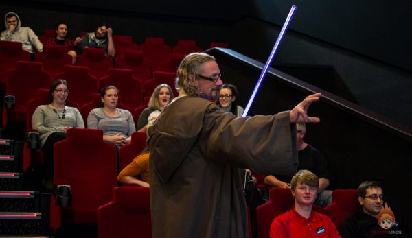 The Rhyl Jedi (Kevin Cottam) prepares for the Mannequin Challenge at Cineworld.
