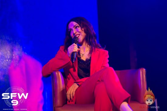 Emily Booth at SFW9 talking about upcoming Zombie Comedy (Photo Blazing Minds)