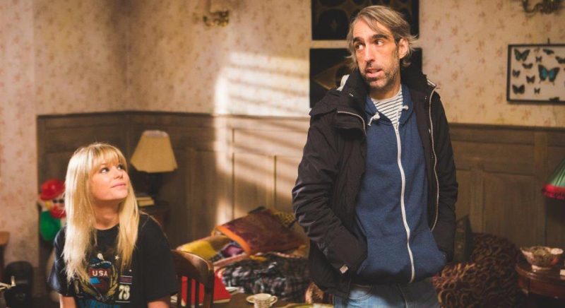 Paul Hyett and Hannah Arterton on set of PERIPHERAL