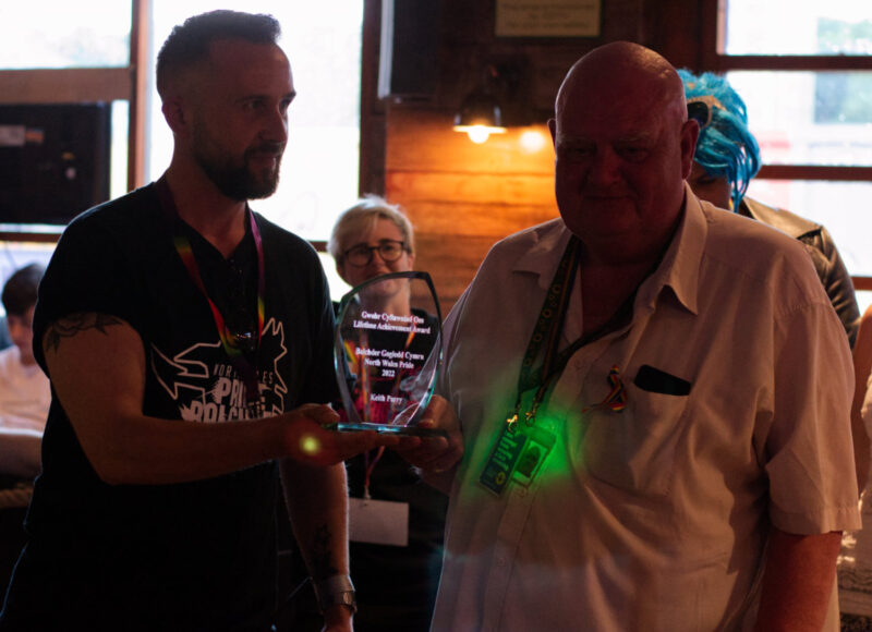 Keith Parry receives his Lifetime Achievement Award at North Wales Pride