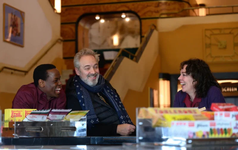 Michael Ward, Sam Mendes and Olivia Colman - BTS Empire of Light