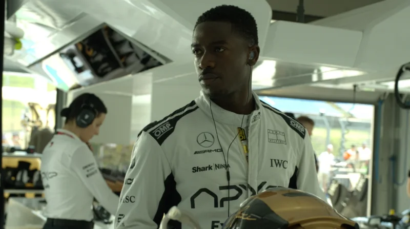 DAMSON IDRIS as Joshua Pearce in Apple Original Films’ “F1 The Movie,” a Warner Bros. Pictures release. (PRESS KIT)