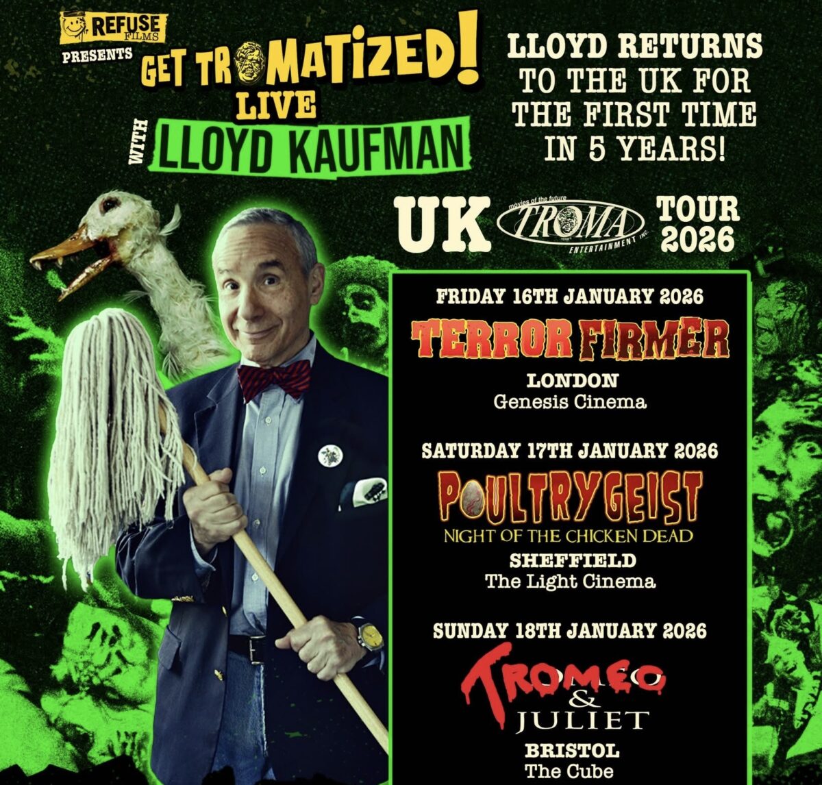 Get Tromatized Live! With Lloyd Kaufman In New UK Tour Get Tromatized Live! With Lloyd Kaufman In New UK Tour