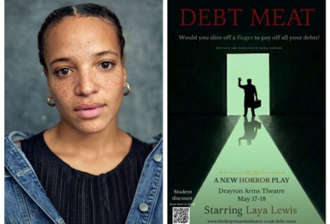 Laya Lewis Stars in Bold New Dystopian Horror Satire “Debt Meat” at Drayton Arms Theatre, London.